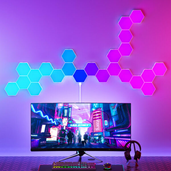 Smart LED Hexagon Wall Lights Music Sync Glide Night Light Panel Works with Alexa Google Assistant