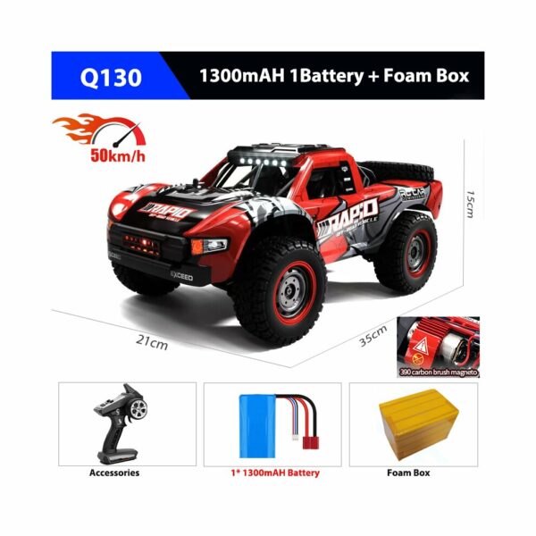 brushed motor red q130 rc car 114 desert pull 4x4 off road truck 24g high speed car rc