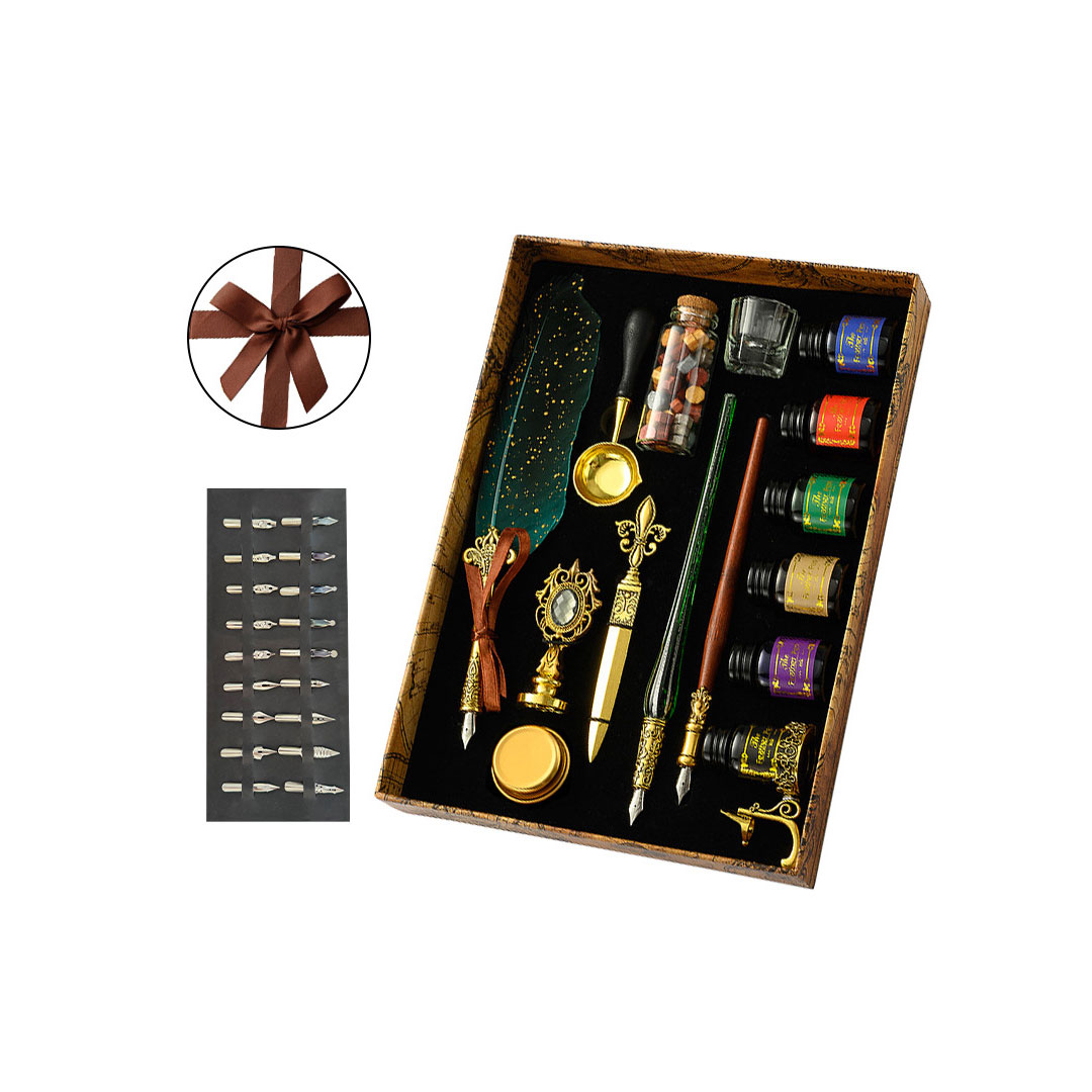 Retro set za pisanje i pečat - tamno zelena 1 Retro set za pisanje i pečat - tamno zelena